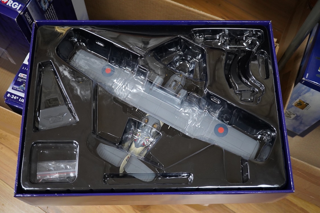 Three boxed 1:72 scale Corgi Aviation Archive aircraft; a Short Sutherland Mk.III, a Consolidated Catalina Mk.IVa, and a B-24 Liberator
